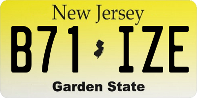 NJ license plate B71IZE