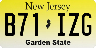 NJ license plate B71IZG