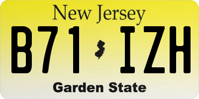 NJ license plate B71IZH