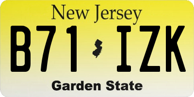 NJ license plate B71IZK