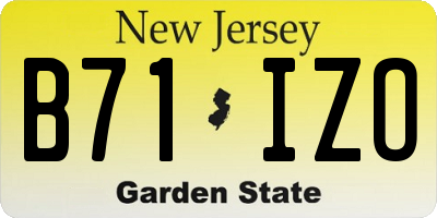 NJ license plate B71IZO