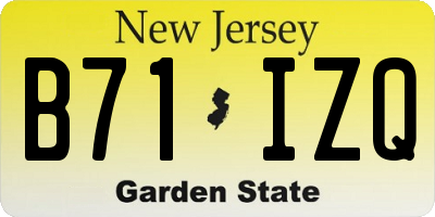 NJ license plate B71IZQ