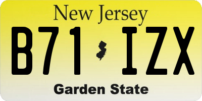 NJ license plate B71IZX