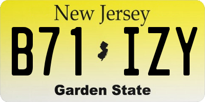NJ license plate B71IZY