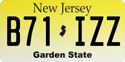 NJ license plate B71IZZ
