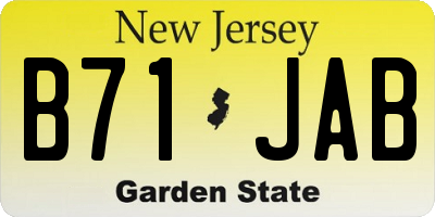 NJ license plate B71JAB