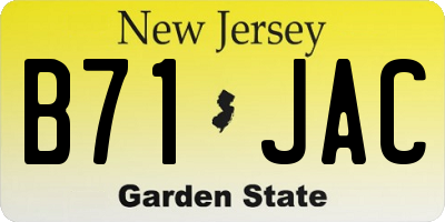 NJ license plate B71JAC