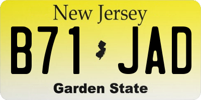 NJ license plate B71JAD