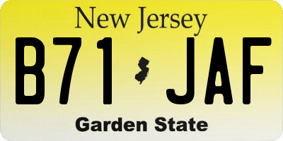 NJ license plate B71JAF