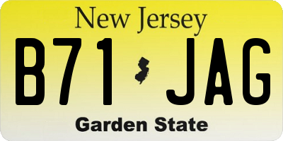 NJ license plate B71JAG