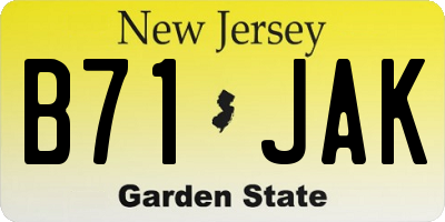 NJ license plate B71JAK