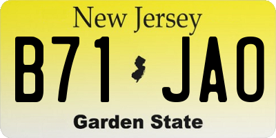 NJ license plate B71JAO
