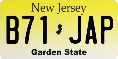 NJ license plate B71JAP