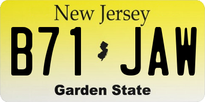 NJ license plate B71JAW