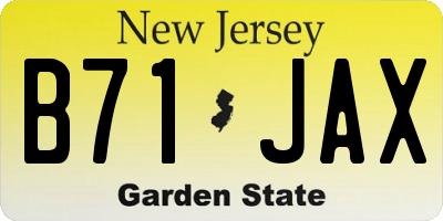 NJ license plate B71JAX
