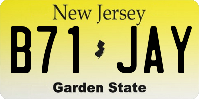 NJ license plate B71JAY