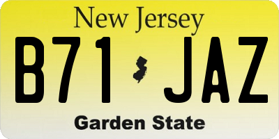 NJ license plate B71JAZ