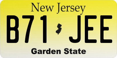 NJ license plate B71JEE