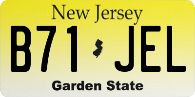 NJ license plate B71JEL
