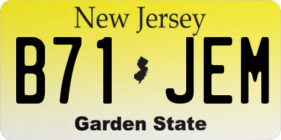NJ license plate B71JEM
