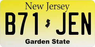NJ license plate B71JEN