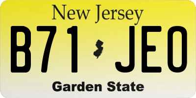 NJ license plate B71JEO
