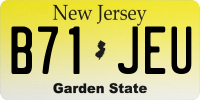 NJ license plate B71JEU