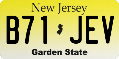 NJ license plate B71JEV