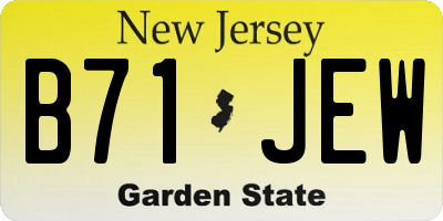 NJ license plate B71JEW