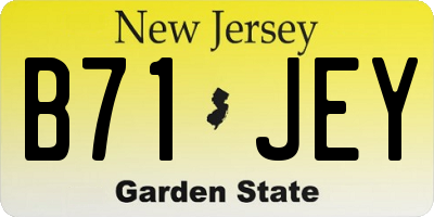 NJ license plate B71JEY