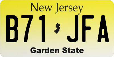 NJ license plate B71JFA