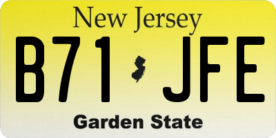 NJ license plate B71JFE