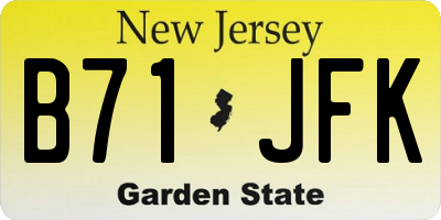 NJ license plate B71JFK