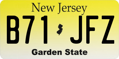NJ license plate B71JFZ