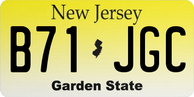 NJ license plate B71JGC