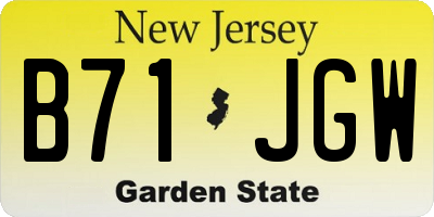 NJ license plate B71JGW