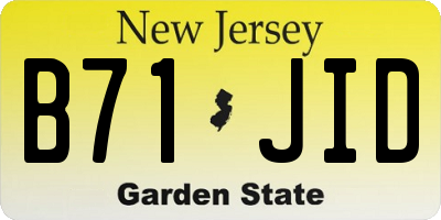 NJ license plate B71JID