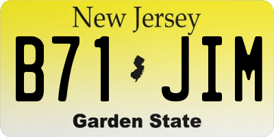 NJ license plate B71JIM