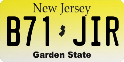 NJ license plate B71JIR