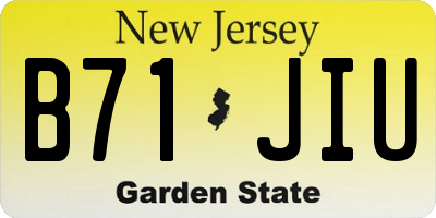 NJ license plate B71JIU
