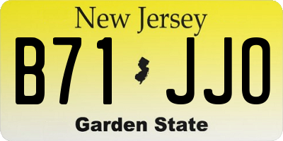 NJ license plate B71JJO