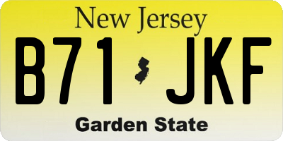 NJ license plate B71JKF