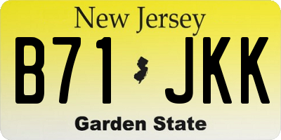 NJ license plate B71JKK