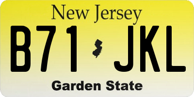 NJ license plate B71JKL
