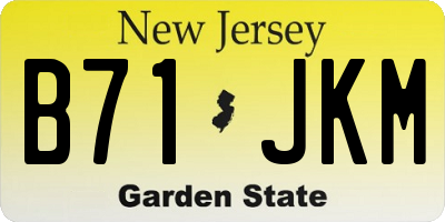 NJ license plate B71JKM