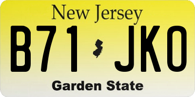 NJ license plate B71JKO