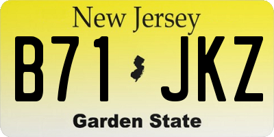 NJ license plate B71JKZ