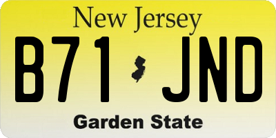 NJ license plate B71JND