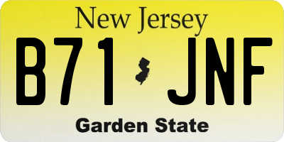 NJ license plate B71JNF