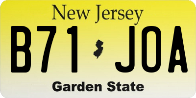 NJ license plate B71JOA